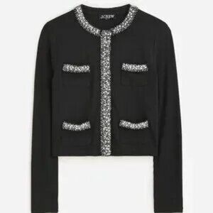 J.Crew Vintage Jewel-Trim Top l Size XXL l Black White Silver